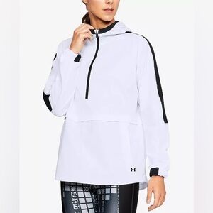 Under Armour - Storm Half Zip White & Black Hooded Long Sleeve Jacket Size LG